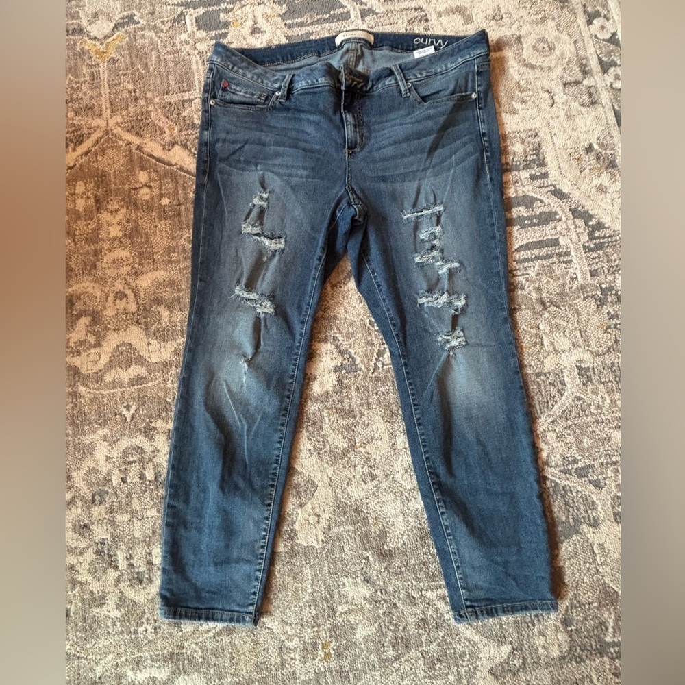 Slink Distressed Skinny Jeans - Dark Blue